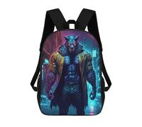 sinyumoney 3D Printed Backpack Urban Beast in Neon Lights Children's School Bags Rucksacks High Capacity Travel Kids School Bag Fashion Book Bags Boy Girl Back Pack 17inch