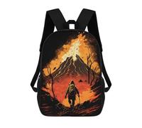 sinyumoney 3D Printed Backpack Volcano's Edge A Solo Journey Children's School Bags Rucksacks High Capacity Travel Kids School Bag Fashion Book Bags Boy Girl Back Pack 17inch