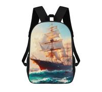 sinyumoney 3D Printed Backpack Voyage of The Sailing Ship Children's School Bags Rucksacks High Capacity Travel Kids School Bag Fashion Book Bags Boy Girl Back Pack 17inch