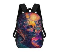 sinyumoney 3D Printed Backpack Whimsical Cosmic Portrait -1 Children's School Bags Rucksacks High Capacity Travel Kids School Bag Fashion Book Bags Boy Girl Back Pack 17inch