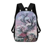 sinyumoney 3D Printed Backpack Whimsical Deer Amidst Cloudy Mountainscape Children's School Bags Rucksacks High Capacity Travel Kids School Bag Fashion Book Bags Boy Girl Back Pack 17inch