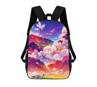 sinyumoney 3D Printed Backpack Whimsical Sky Garden -1 Children's School Bags Rucksacks High Capacity Travel Kids School Bag Fashion Book Bags Boy Girl Back Pack 17inch