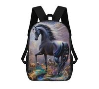 sinyumoney 3D Printed Backpack White Stallion Whimsy Children's School Bags Book Bags Travel Lightweight Backpack Boys Girls School Bag for Middle School Students 17inch