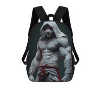sinyumoney 3D Printed Backpack White Tiger Warrior Statue Children's School Bags Book Bags Travel Lightweight Backpack Boys Girls School Bag for Middle School Students 17inch