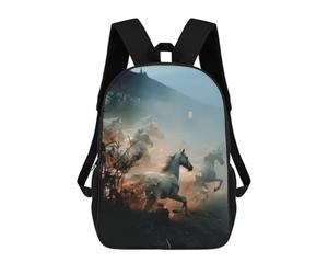 sinyumoney 3D Printed Backpack Wild Horses in Motion Children's School Bags Rucksacks High Capacity Travel Kids School Bag Fashion Book Bags Boy Girl Back Pack 17inch