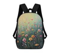 sinyumoney 3D Printed Backpack Wildflower Filed Children's School Bags Rucksacks High Capacity Travel Kids School Bag Fashion Book Bags Boy Girl Back Pack 17inch