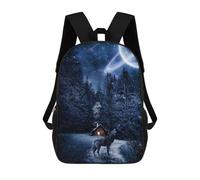 sinyumoney 3D Printed Backpack Wolf Howling at Saturn Moon Children's School Bags Book Bags Travel Lightweight Backpack Boys Girls School Bag for Middle School Students 17inch
