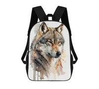 sinyumoney 3D Printed Backpack Wolf Watercolor Children's School Bags Rucksacks High Capacity Travel Kids School Bag Fashion Book Bags Boy Girl Back Pack 17inch