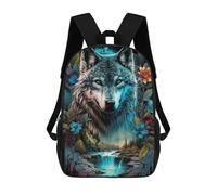 sinyumoney 3D Printed Backpack Wolf's Majesty Nature's Symphony Children's School Bags Book Bags Travel Lightweight Backpack Boys Girls School Bag for Middle School Students 17inch