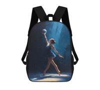 sinyumoney 3D Printed Ballerina with Ball in Blue Light Rhythmic Gymnastics Children School Bookbags Fashion Rucksack Casual Travel Children's Backpacks Large Capacity Daypack for Boys Girls 17inch