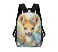 sinyumoney 3D Printed Bambi in Flower Garden School Bag Boys Girls Children's 17inch Backpack School Backpack Casual Fashion Backpack for in School Or Travel
