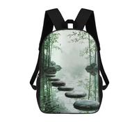 sinyumoney 3D Printed Bamboo Harmony Steps School Bag Boys Girls Children's School Backpack Casual Fashion Backpack for in School Or Travel 17inch