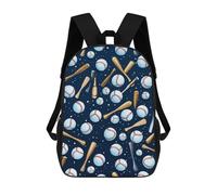 sinyumoney 3D Printed Baseball Equipment Pattern School Backpack With Big Pockets for Kids Children's Backpacks Boy Girl Book Bags Kids School Bag 17inch