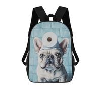 sinyumoney 3D Printed Bathroom Frenchie with Toilet Paper Hat School Backpack for Kids Children's 17inch Backpacks Boy Girl Book Bags Kids School Bag