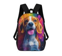 sinyumoney 3D Printed Beagle with Colorful Splashes Children School Backpack Fashion Rucksack Casual Travel 17inch Backpacks Large Capacity Daypack for Boys Girls