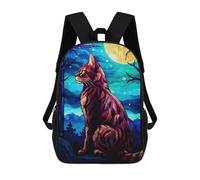 sinyumoney 3D Printed Bengal Cat And Moonlight School Bag Boys Girls Children's School Backpack Casual Fashion Backpack for in School Or Travel 17inch