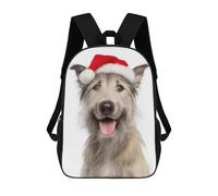 sinyumoney 3D Printed Berger Picard Dog with Santa Hat Children Backpacks Kids Cute School Backpack Outdoor Casual Daypack for Boys Middle School Students 17inch