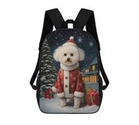 sinyumoney 3D Printed Bichon Frise Christmas Dog Children Backpacks Kids Cute School Backpack Outdoor Casual Daypack for Boys Middle School Students 17inch