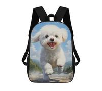 sinyumoney 3D Printed Bichon Frise School Bag Boys Girls Children's 17inch Backpack School Backpack Casual Fashion Backpack for in School Or Travel