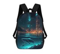 sinyumoney 3D Printed Bioluminescent Water City Children Backpacks Kids Cute School Backpack Outdoor Casual Daypack for Boys Middle School Students 17inch