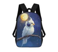 sinyumoney 3D Printed Bird with Headphones Children Backpacks Kids Cute School Backpack Outdoor Casual Daypack for Boys Middle School Students 17inch