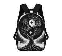 sinyumoney 3D Printed Black And White Yin Yang Space Tree Children's 17inch School Backpack for Kids High Capacity Travel Rucksacks Fashion Book Bags Kids School Bag