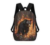 sinyumoney 3D Printed Black Bear in Fire School Bags Kids Backpacks Casual Fashion Backpacks Book Bags for Boys Elementary And Middle School Students 17inch
