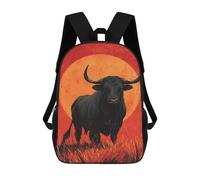 sinyumoney 3D Printed Black Bull Sunset Painting -1 School Bag Boys Girls Children's 17inch Backpack School Backpack Casual Fashion Backpack for in School Or Travel