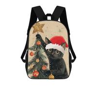 sinyumoney 3D Printed Black Cat Christmas Tree School Book Bags Fashion Kids Large Capacity Backpack Children School Bag Travel Rucksacks 17inch