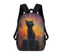 sinyumoney 3D Printed Black Cat Galaxy Art Print School Backpack for Kids Children's 17inch Backpacks Boy Girl Book Bags Kids School Bag
