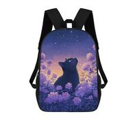 sinyumoney 3D Printed Black Cat Under Starry Sky School Backpack for Kids Children's 17inch Backpacks Boy Girl Book Bags Kids School Bag