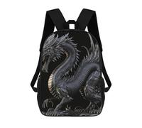 sinyumoney 3D Printed Black Dragon Statue Sculpture School Backpack With Big Pockets for Kids, Children's Backpacks Book Bags Kids School Bag 17inch