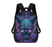 sinyumoney 3D Printed Black Light Cat Skull School Bag Boys Girls Children's 17inch Backpack School Backpack Casual Fashion Backpack for in School Or Travel