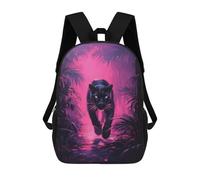 sinyumoney 3D Printed Black Panther in Neon Jungle School Bags Kids Backpacks Casual Fashion Backpacks Book Bags for Boys Elementary And Middle School Students 17inch