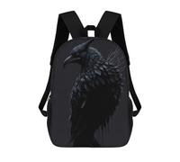 sinyumoney 3D Printed Black Raven Children Backpacks Kids Cute School Backpack Outdoor Casual Daypack for Boys Middle School Students 17inch