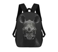 sinyumoney 3D Printed Black Rhino Portrait Children Backpacks Kids Cute School Backpack Outdoor Casual Daypack for Boys Middle School Students 17inch