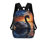 sinyumoney 3D Printed Black Swan on Cosmic Lake Children's School Backpack for Kids High Capacity Travel Rucksacks Fashion Book Bags Kids School Bag Back Pack 17inch