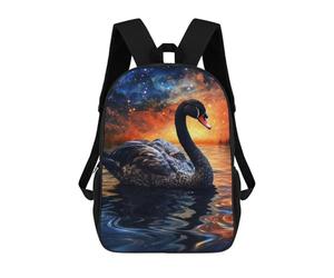 sinyumoney 3D Printed Black Swan on Cosmic Lake Children's School Backpack for Kids High Capacity Travel Rucksacks Fashion Book Bags Kids School Bag Back Pack 17inch