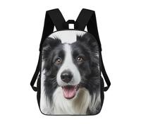 sinyumoney 3D Printed Black & White Border Collie Children School Backpack Fashion Rucksack Casual Travel 17inch Backpacks Large Capacity Daypack for Boys Girls