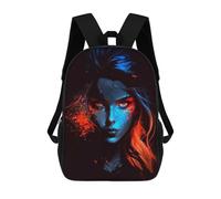 sinyumoney 3D Printed Blue And Red Abstract Portrait Children Backpacks Kids Cute School Backpack Outdoor Casual Daypack for Boys Middle School Students 17inch