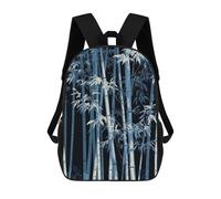 sinyumoney 3D Printed Blue Bamboo Forest Illustration Children's 17inch School Backpack for Kids High Capacity Travel Rucksacks Fashion Book Bags Kids School Bag