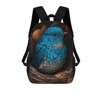 sinyumoney 3D Printed Blue Bird Nesting School Backpack for Kids Children's 17inch Backpacks Boy Girl Book Bags Kids School Bag