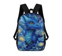 sinyumoney 3D Printed Blue Dragon Fantasy Artwork-3 Children's School Backpack for Kids High Capacity Travel Rucksacks Fashion Book Bags Kids School Bag Back Pack 17inch