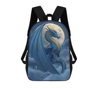 sinyumoney 3D Printed Blue Dragon Moonlit Sky School Backpack for Kids Children's 17inch Backpacks Boy Girl Book Bags Kids School Bag