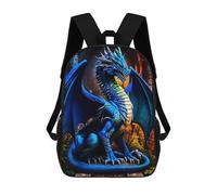 sinyumoney 3D Printed Blue Dragon Statue School Backpack With Big Pockets for Kids, Children's Backpacks Book Bags Kids School Bag 17inch