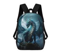 sinyumoney 3D Printed Blue Elder Dragon of Water Children's 17inch School Backpack for Kids High Capacity Travel Rucksacks Fashion Book Bags Kids School Bag