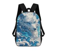 sinyumoney 3D Printed Blue-Eyed Arctic Wolf School Backpack Book 17inch Bags Fashion Backpacks Large Capacity Backpack Children Travel Rucksacks