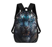 sinyumoney 3D Printed Blue-Eyed Tiger Roar Children's School Backpack for Kids High Capacity Travel Rucksacks Fashion Book Bags Kids School Bag Back Pack 17inch