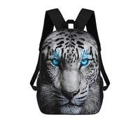 sinyumoney 3D Printed Blue-Eyed White Tiger Portrait Children's School Backpack for Kids High Capacity Travel Rucksacks Fashion Book Bags Kids School Bag Back Pack 17inch
