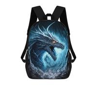 sinyumoney 3D Printed Blue Ice Dragon Fantasy Artwork School Backpack With Big Pockets for Kids Children's Backpacks Boy Girl Book Bags Kids School Bag 17inch